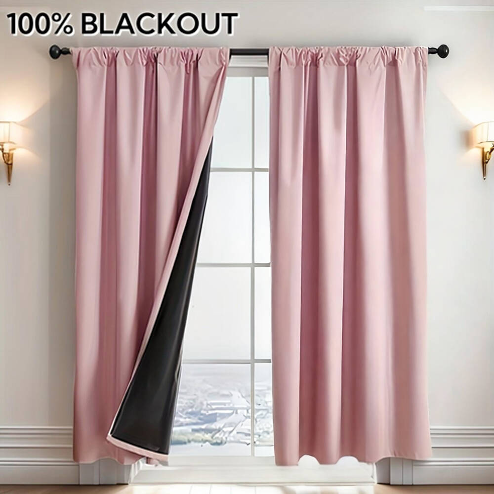 Lighting Decor Ideas - 1pc 100% Blackout Curtain with Black