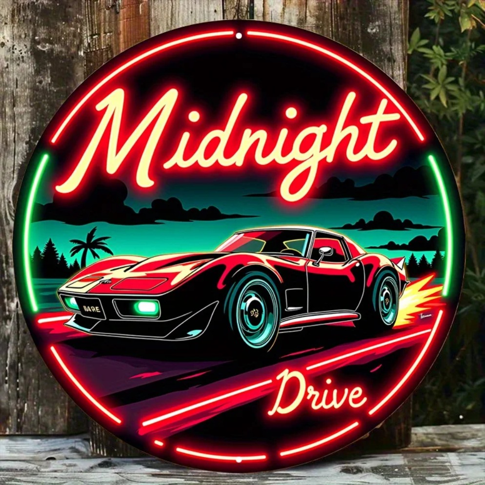 Lighting Decor Ideas - Vintage Neon Car Sign Midnight Drive