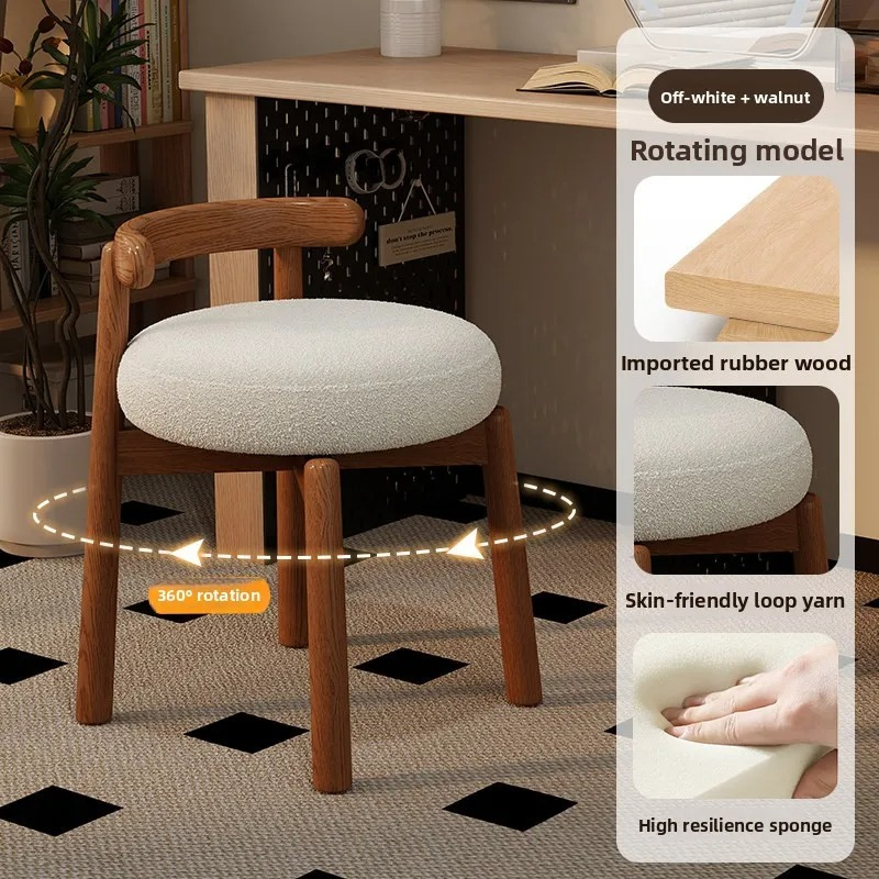 Furniture Lighting & Decor Magazine - Simple solid wood rotating dressing stool,