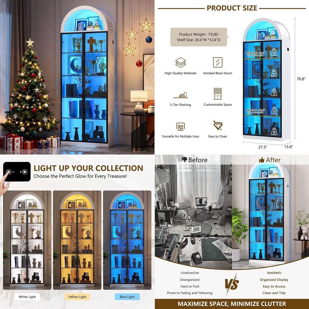 Lighting & Home Decor Studio - Display Cabinet with Doors and Adjustable
