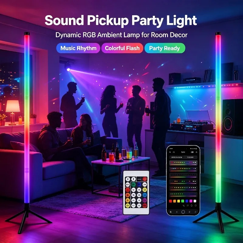 Home Lighting And Decor - 2PCS 120CM RGB Floor Lamp, Sound
