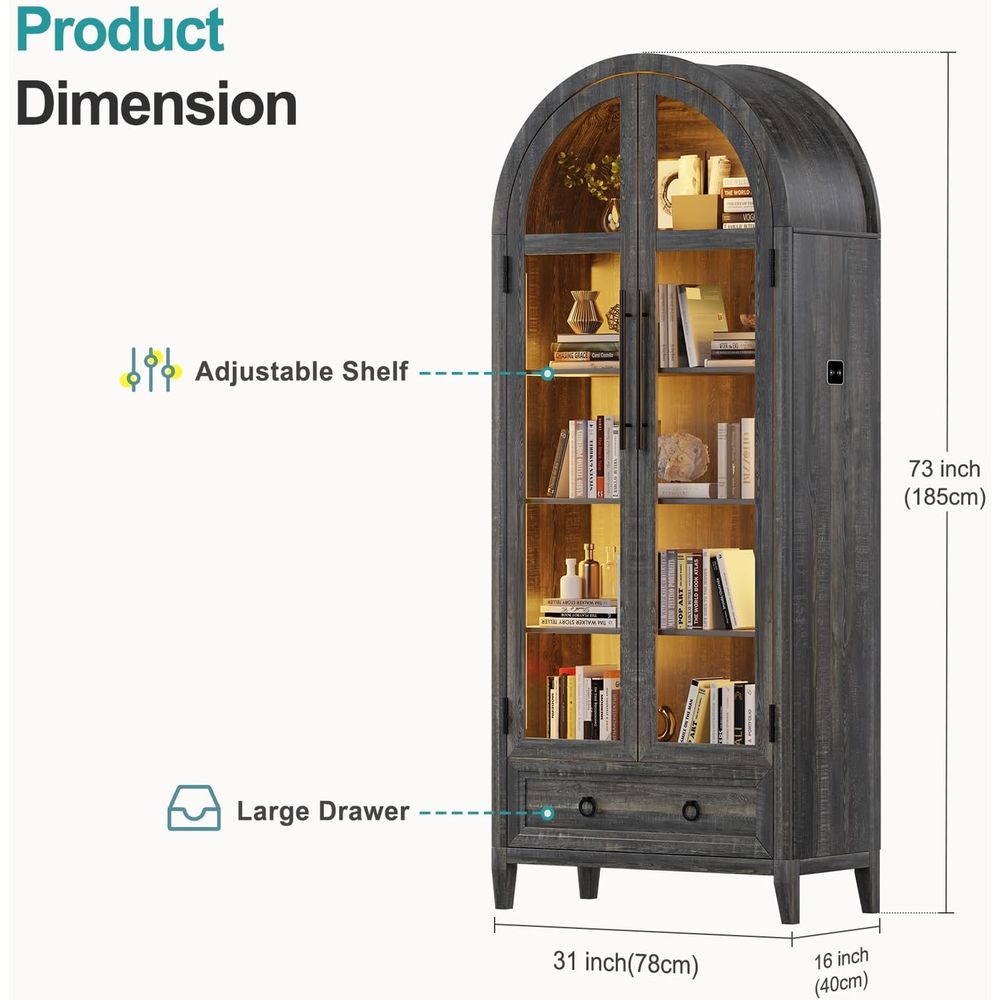 73 Arched Glass Display Cabine - огляд і ціна Lighting & Home Decor Studio