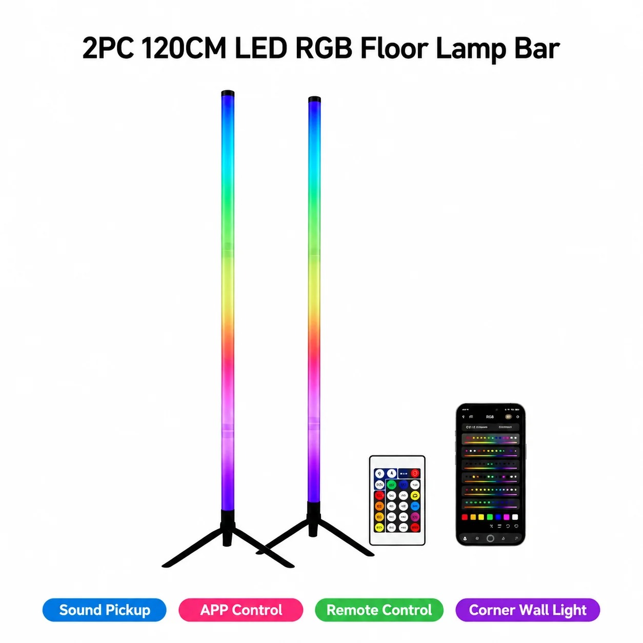 2 Pack RGB LED Corner Floor La - огляд і ціна Decor Lighting Pack