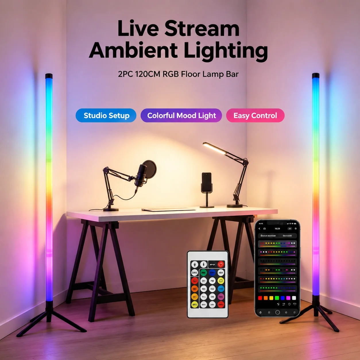 2 Pack RGB LED Corner Floor La - огляд і ціна Decor Lighting Pack