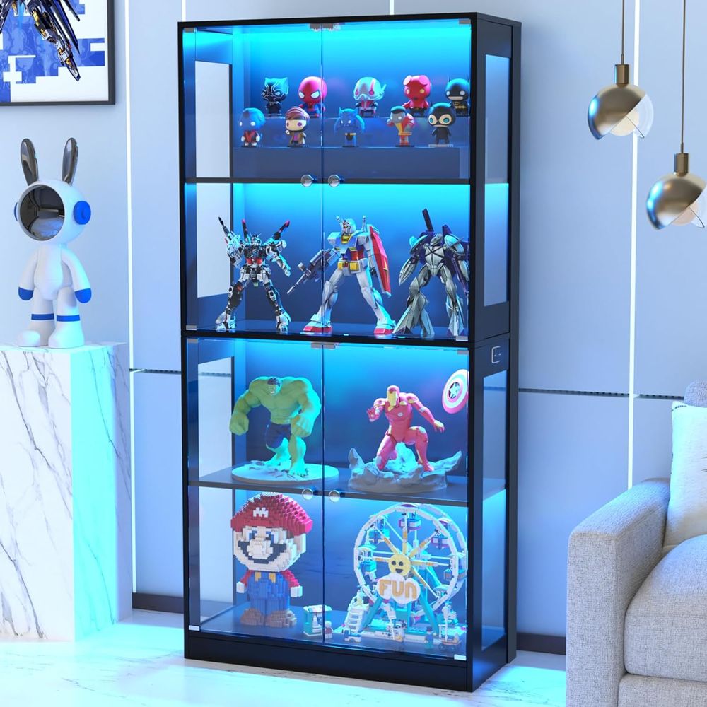 65 Glass Door Display Cabinet, - огляд і ціна Lighting & Home Decor Studio