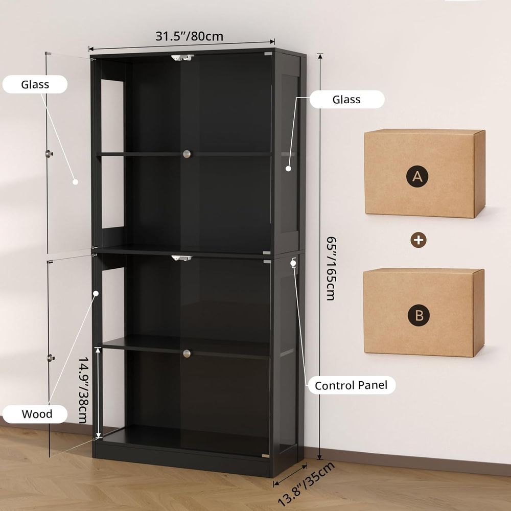 65 Glass Door Display Cabinet, - огляд і ціна Lighting & Home Decor Studio