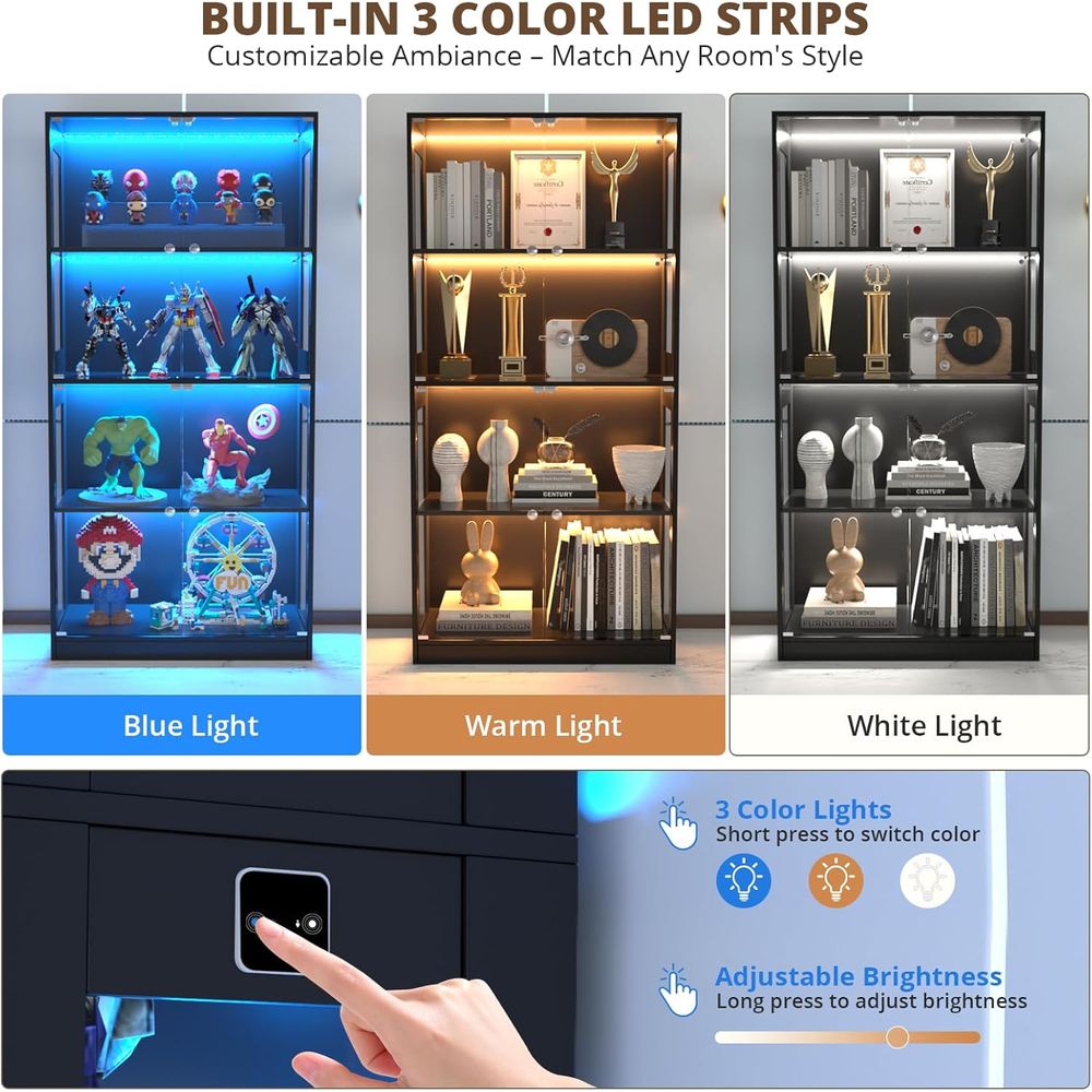 65 Glass Door Display Cabinet, - огляд і ціна Lighting & Home Decor Studio
