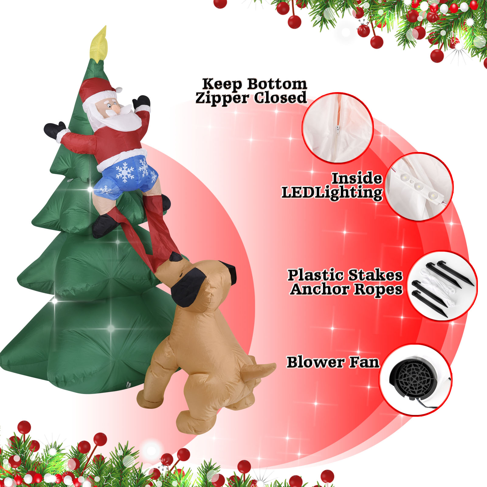 Christmas Inflatable Dog  w/Sa - огляд і ціна Lighting Tree Decor