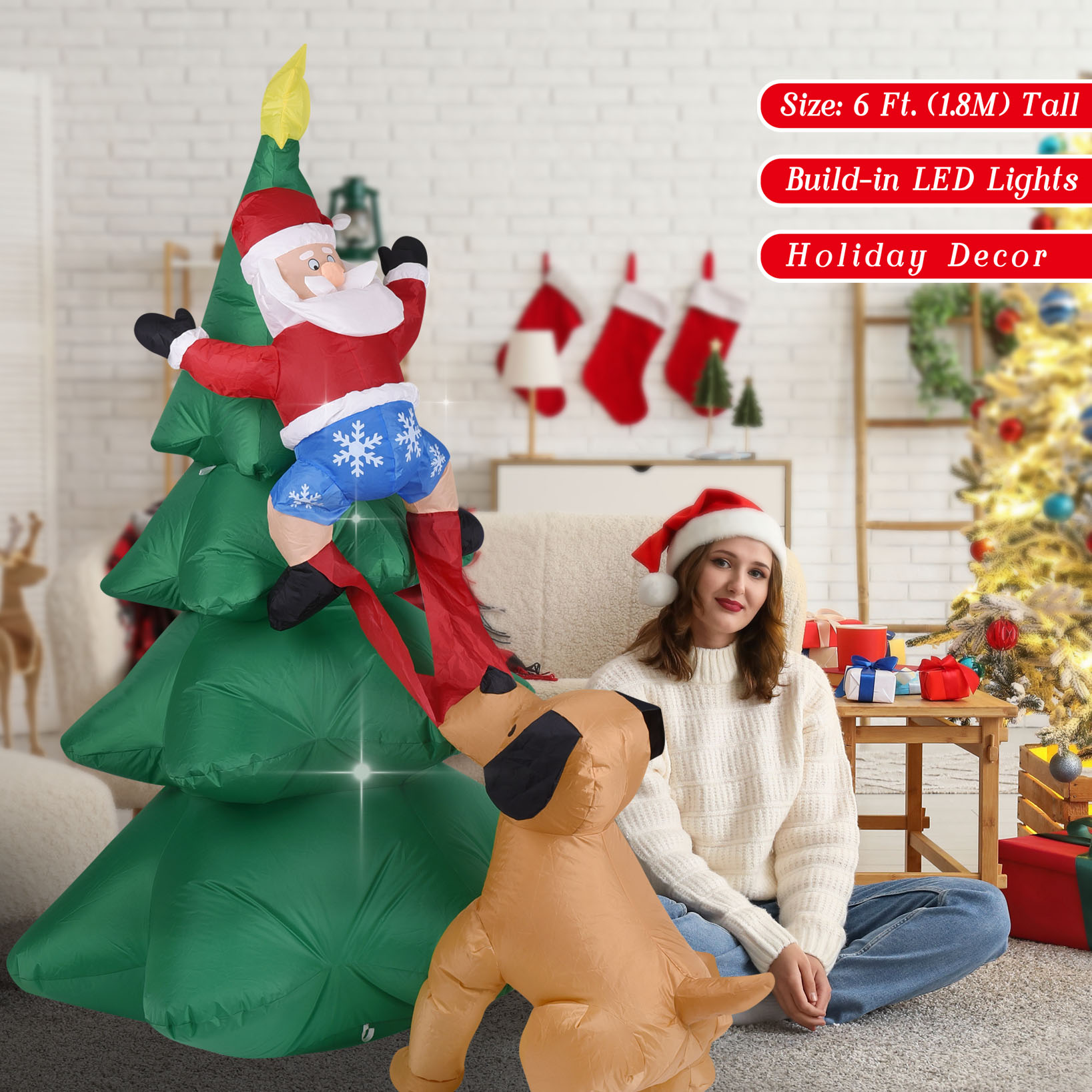 Christmas Inflatable Dog  w/Sa - огляд і ціна Lighting Tree Decor