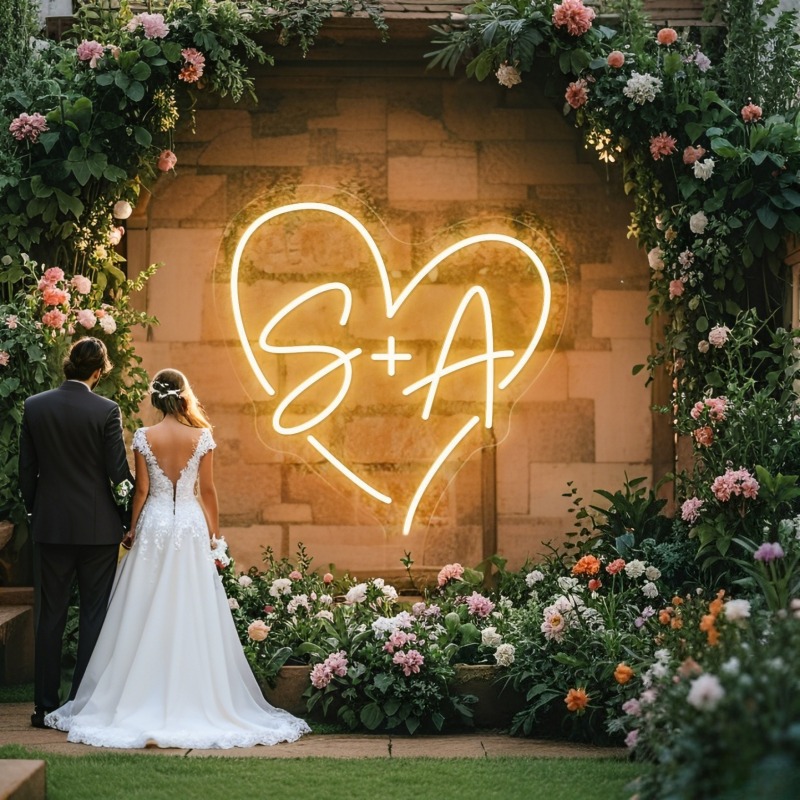 Custom Initials Heart LED Neon - огляд і ціна Lighting Decor For Wedding