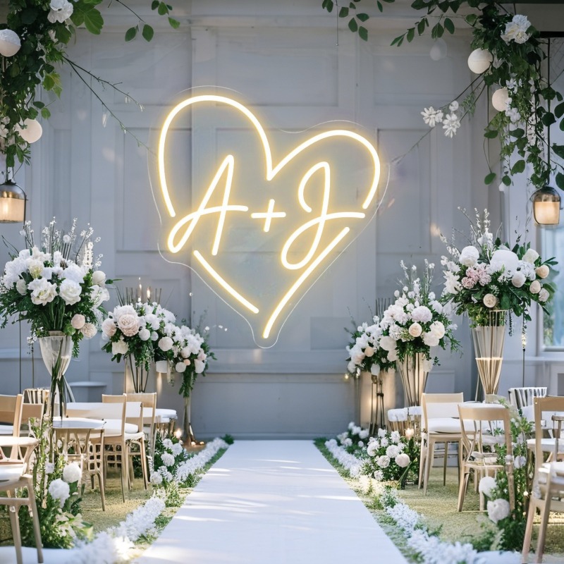 Custom Initials Heart LED Neon - огляд і ціна Lighting Decor For Wedding