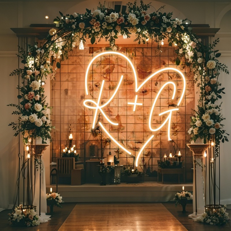 Custom Initials Heart LED Neon - огляд і ціна Lighting Decor For Wedding