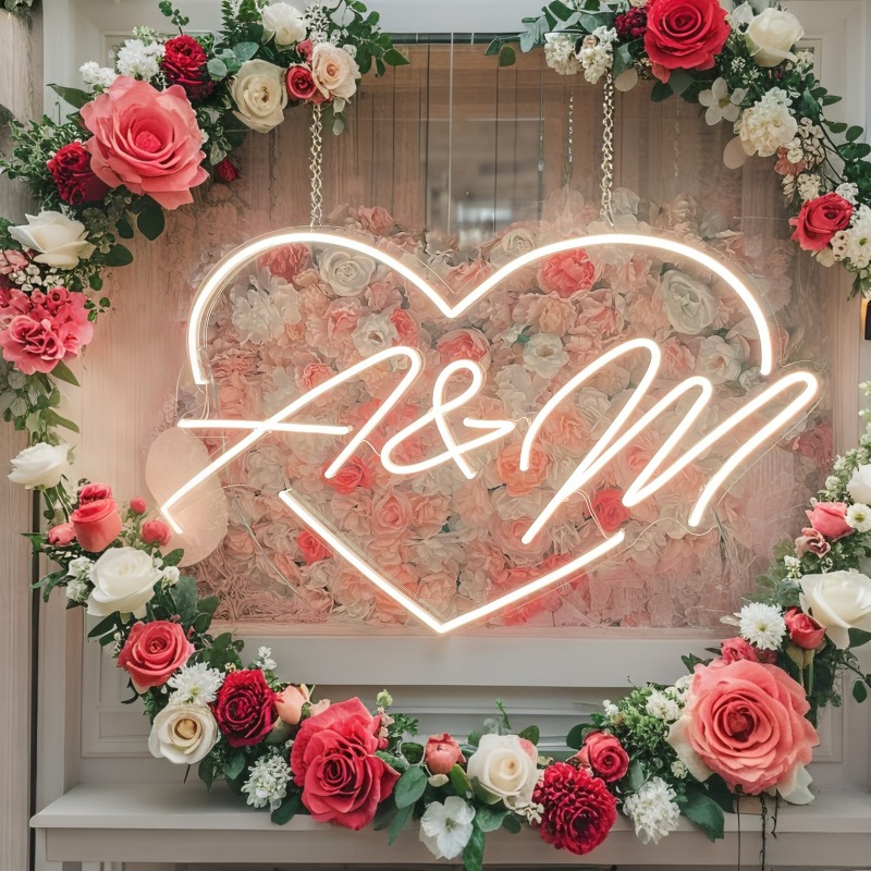 Custom Initials Heart LED Neon - огляд і ціна Lighting Decor For Wedding