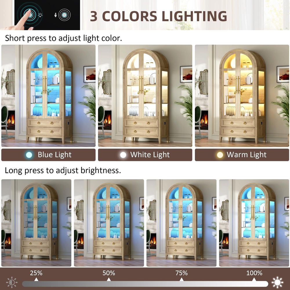 71 Arched Curio Cabinet with G - огляд і ціна Lighting & Home Decor Studio