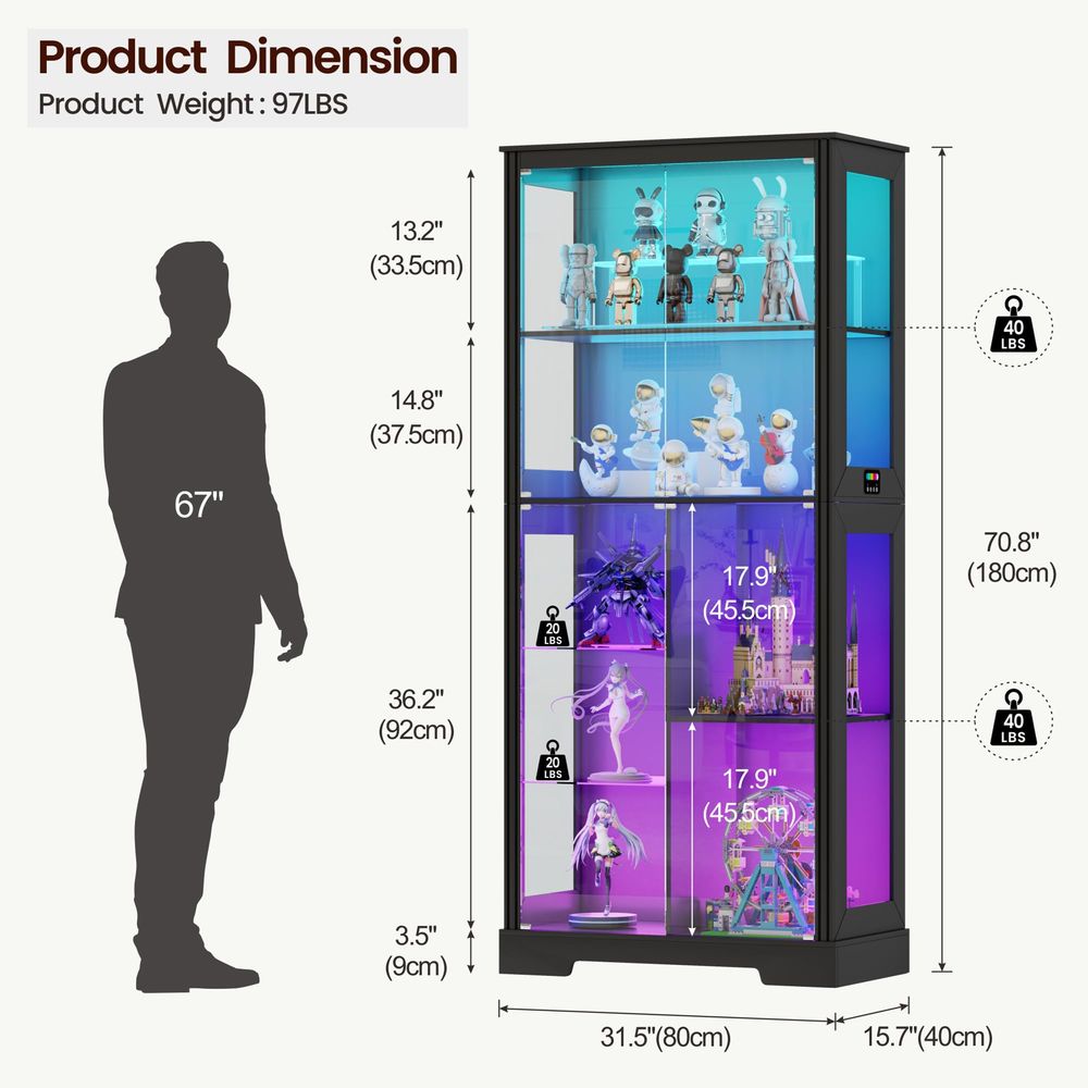 Lighted Corner Display Curio C - огляд і ціна Lighting & Home Decor Studio