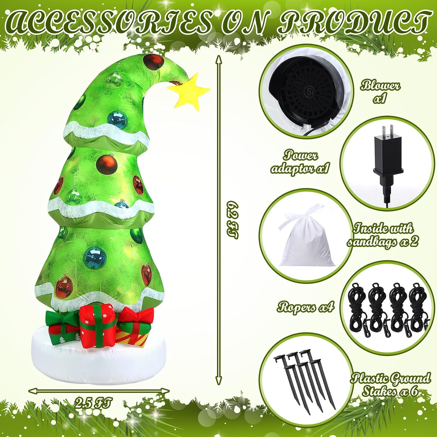 Lime Green 6.9ft Outdoor Infla - огляд і ціна Lighting Tree Decor