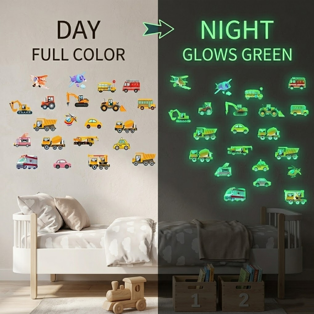 Luminous Car Wall Sticker 21Pc - огляд і ціна Lighting Mcqueen Bedroom Decor