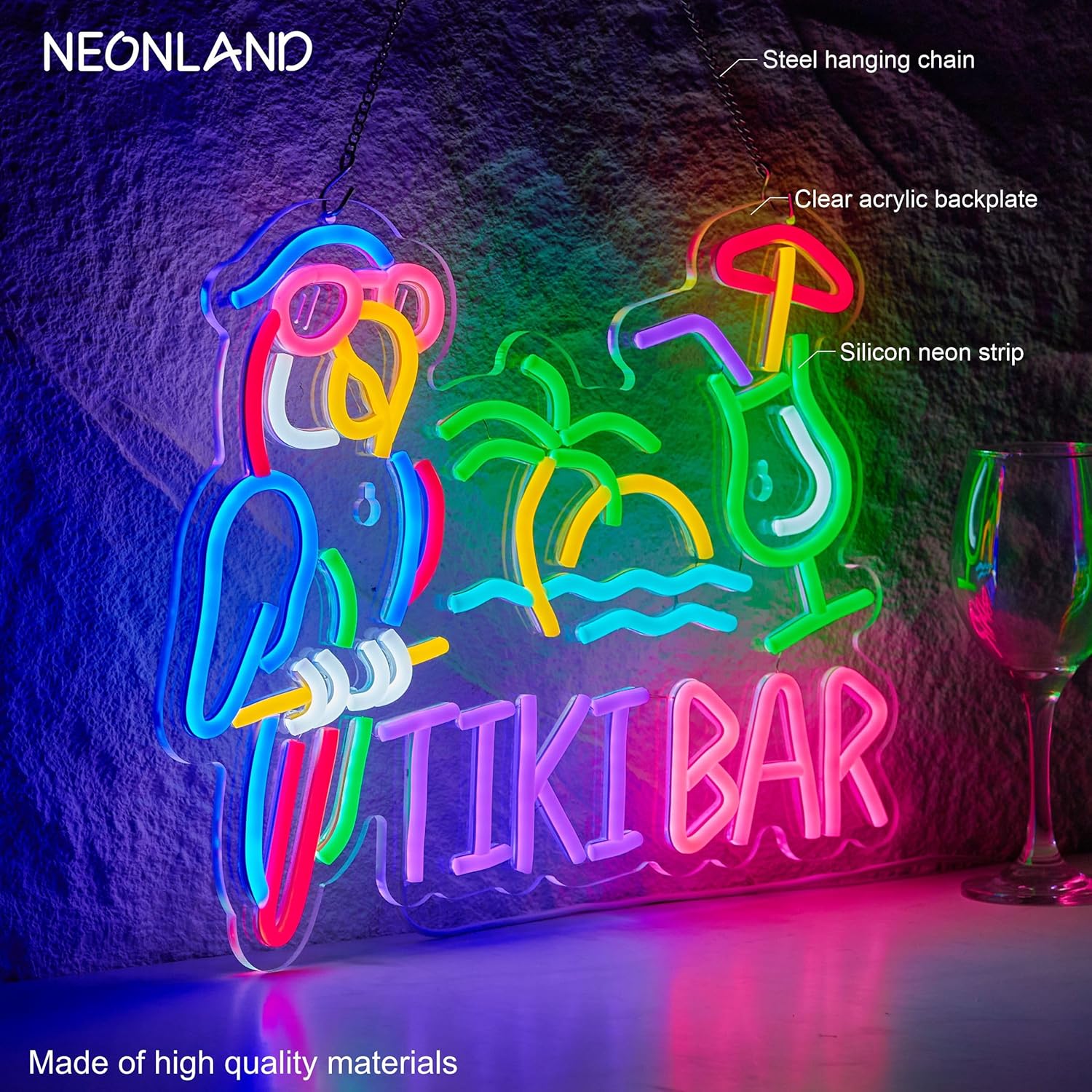 Tiki Bar Parrot Palm Tree Neon - огляд і ціна Led Lighting Wall Decor