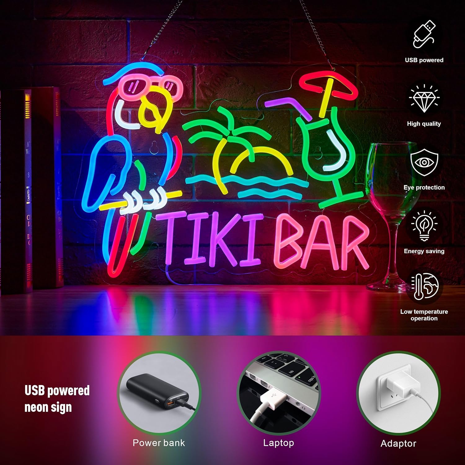 Tiki Bar Parrot Palm Tree Neon - огляд і ціна Led Lighting Wall Decor